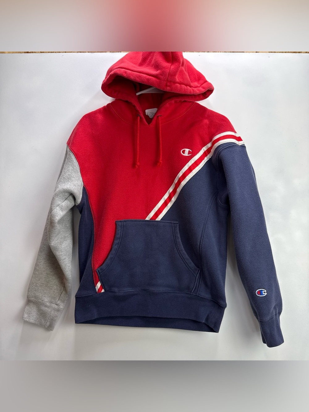 Champion Men’s Reverse Weave Colorblock Hoodie with Drawstring